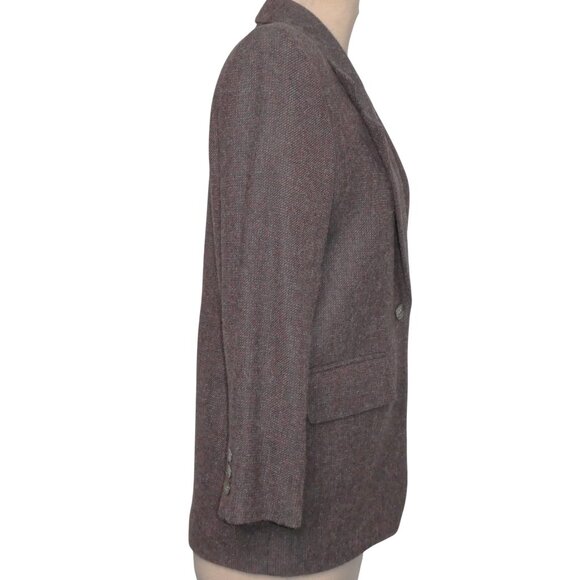 Vintage Ports International Pure New Wool Grey/ Burgundy Tweed Blazer Size S - Picture 3 of 12